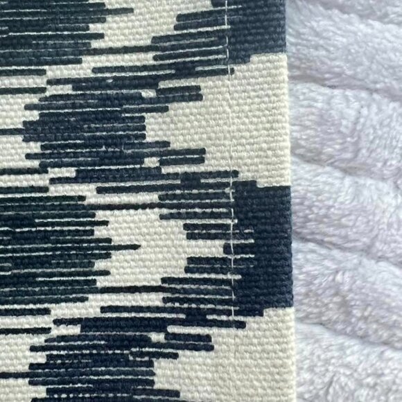 Max Studio Home Navy Blue & White Farmhouse Style Table Runner W/Fringe Ends - Picture 4 of 8